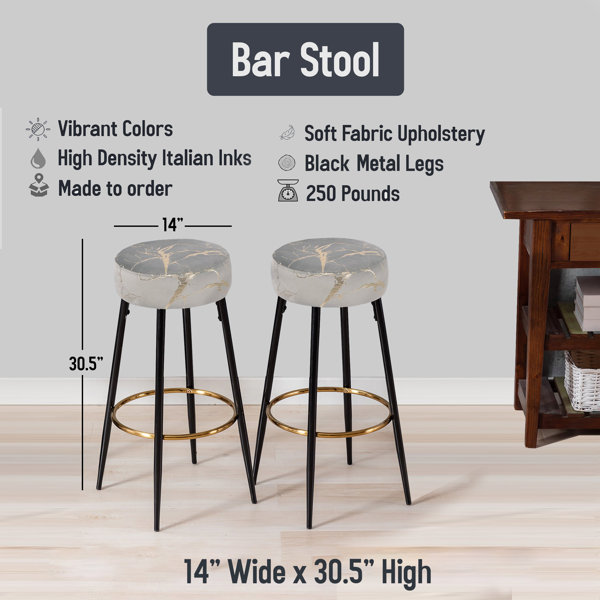 Design Art Antique Beige Vintage Minimalism Boho Pattern - Boho Bar Stools Set Of 2 | Wayfair